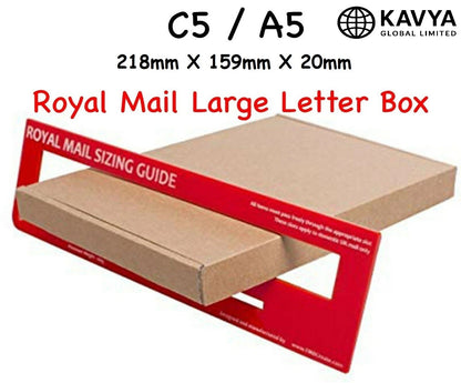 Royal Mail PIP Large Letter Postal Boxes C5 22x16x2cm Pack of 50 Brown Cardboard