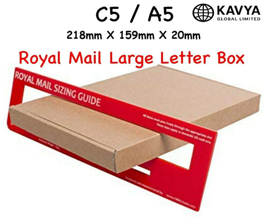 Royal Mail PIP Large Letter Postal Boxes C5 22x16x2cm Pack of 50 Brown Cardboard