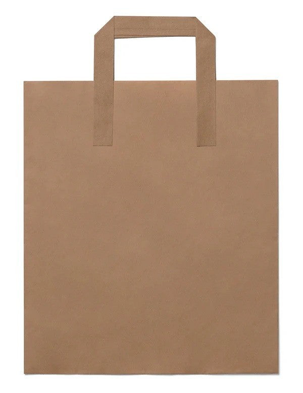 Kraft Brown Paper Carrier Bags Takeaway Food Flat Handle Party Gift Bag UK ECO