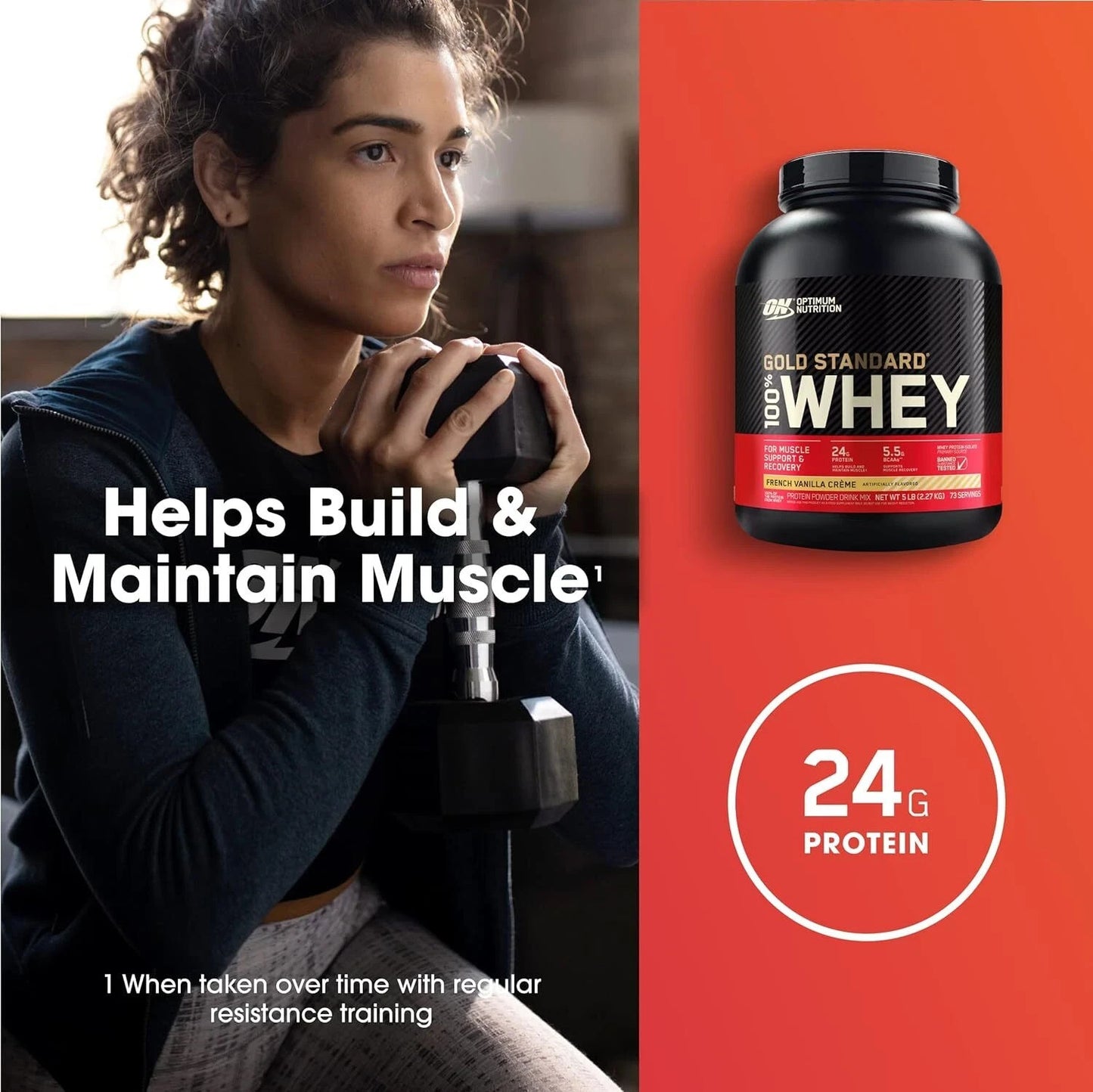 Optimum Nutrition Gold Standard 100% Whey Chocolate or Vanilla Protein Powder