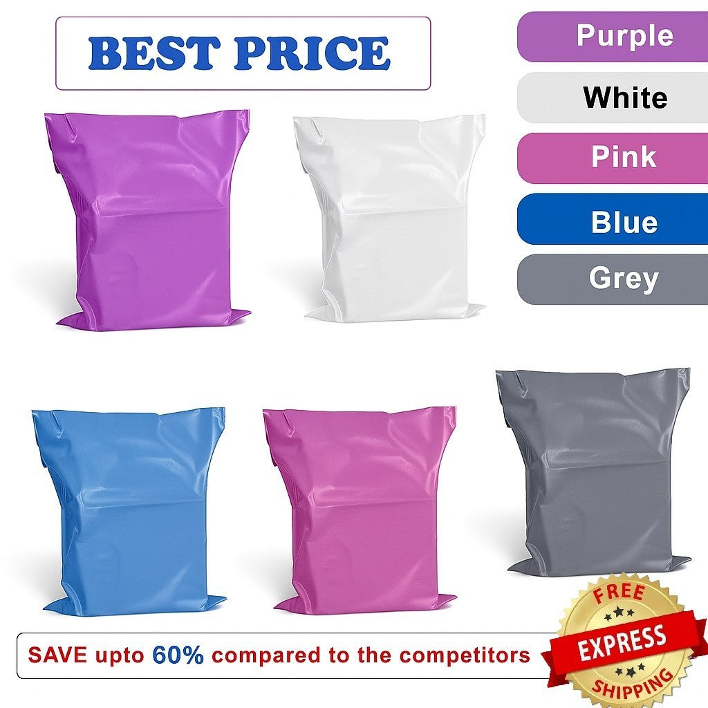 Coloured Mailing Bags Plastic Post Seal Waterproof Strong Parcel All Sizes UK