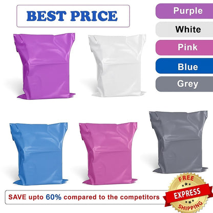 Coloured Mailing Bags Plastic Post Seal Waterproof Strong Parcel All Sizes UK