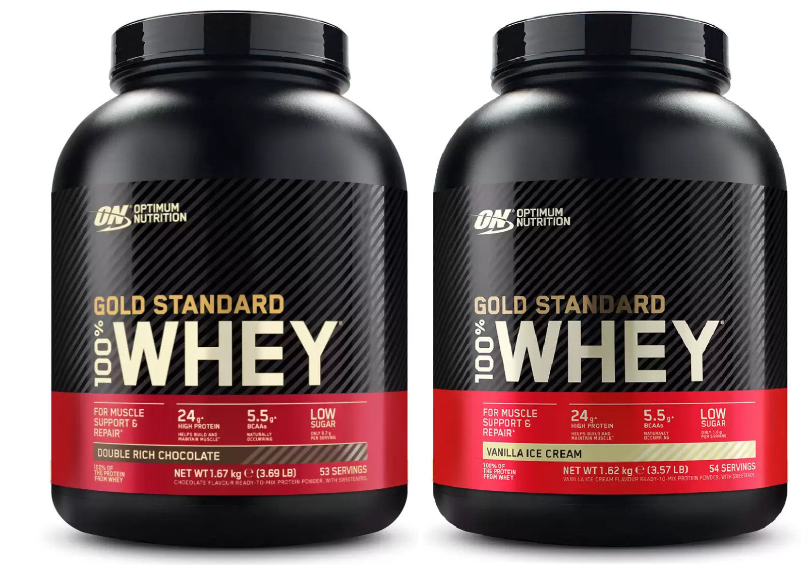 Whey Chocolate and Vanilla Protein Powder Optimum Nutrition Gold Standard 100%