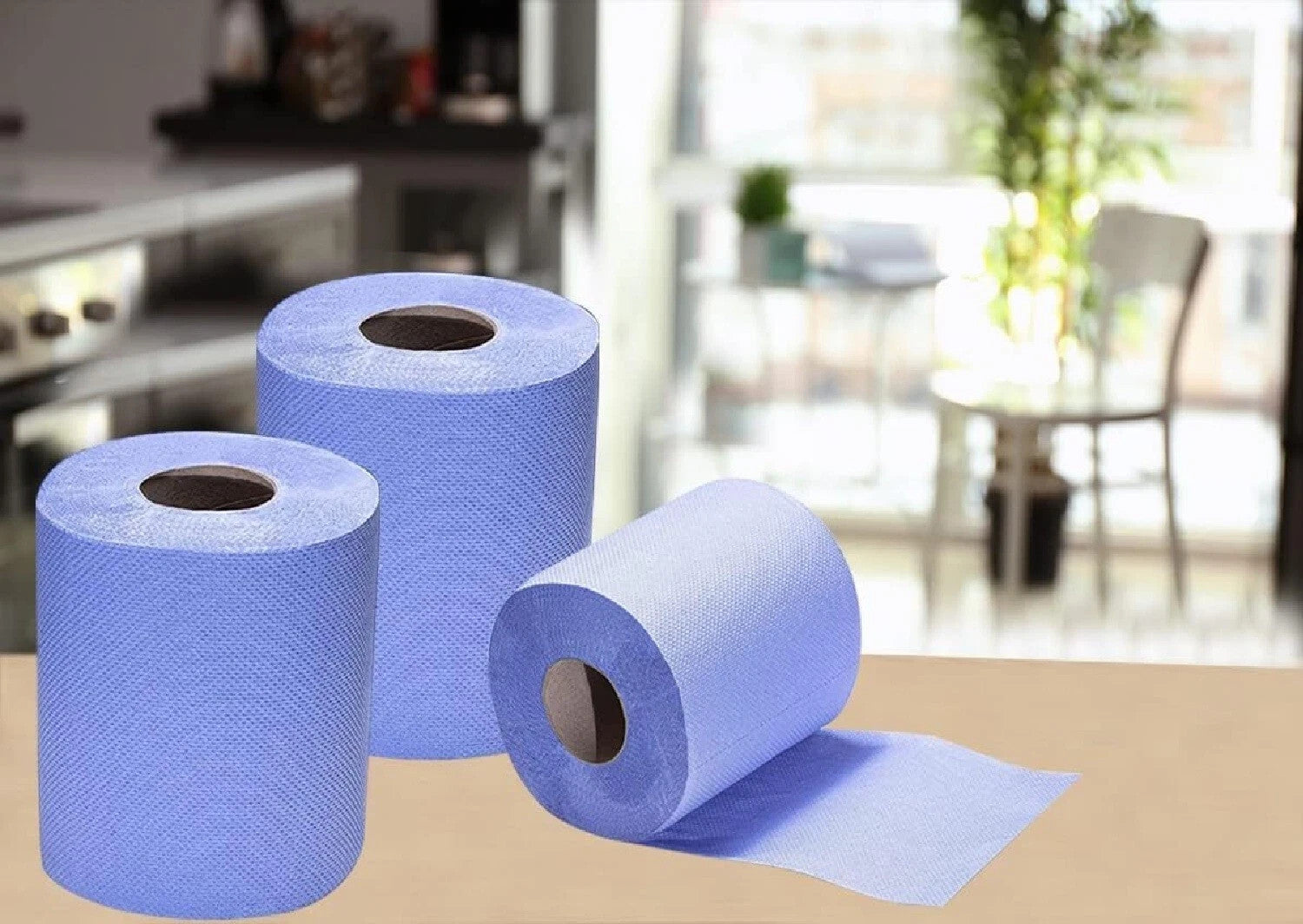 Blue Rolls 6 Pack Centrefeed 2 Ply Embossed Blue Paper Rolls 185mm x 130M Rolls