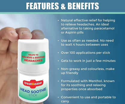 2pk Headache Migraine Forehead Relief Soothing Stick Roll On Non-Greasy 3.6g PCK