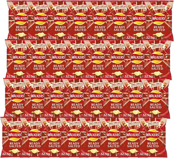 Walkers Ready Salted Crisps 32.5g x 32 Pack Full Case  British Classic Snack