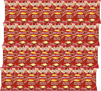 Walkers Ready Salted Crisps 32.5g x 32 Pack Full Case  British Classic Snack