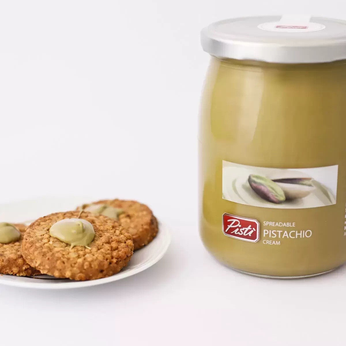 Pisti Sicilian Rich in fibre Vitamin E Pistachio Cream Spreadable Paste Jar 600g
