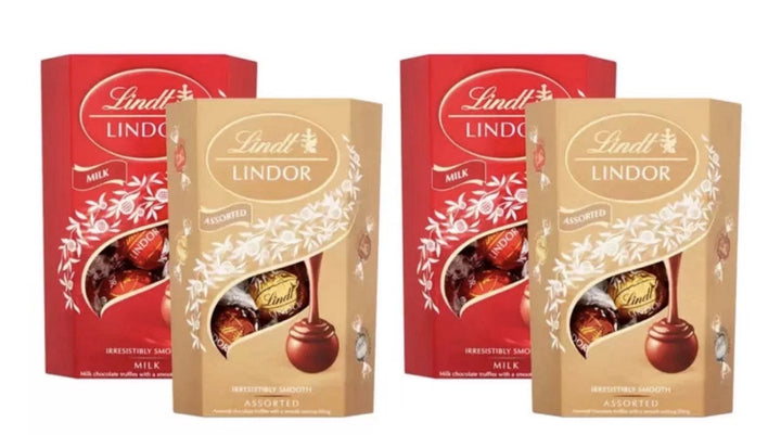 Lindt Lindor Milk Chocolate And Assorted Chocolate Truffles, 4 X200g