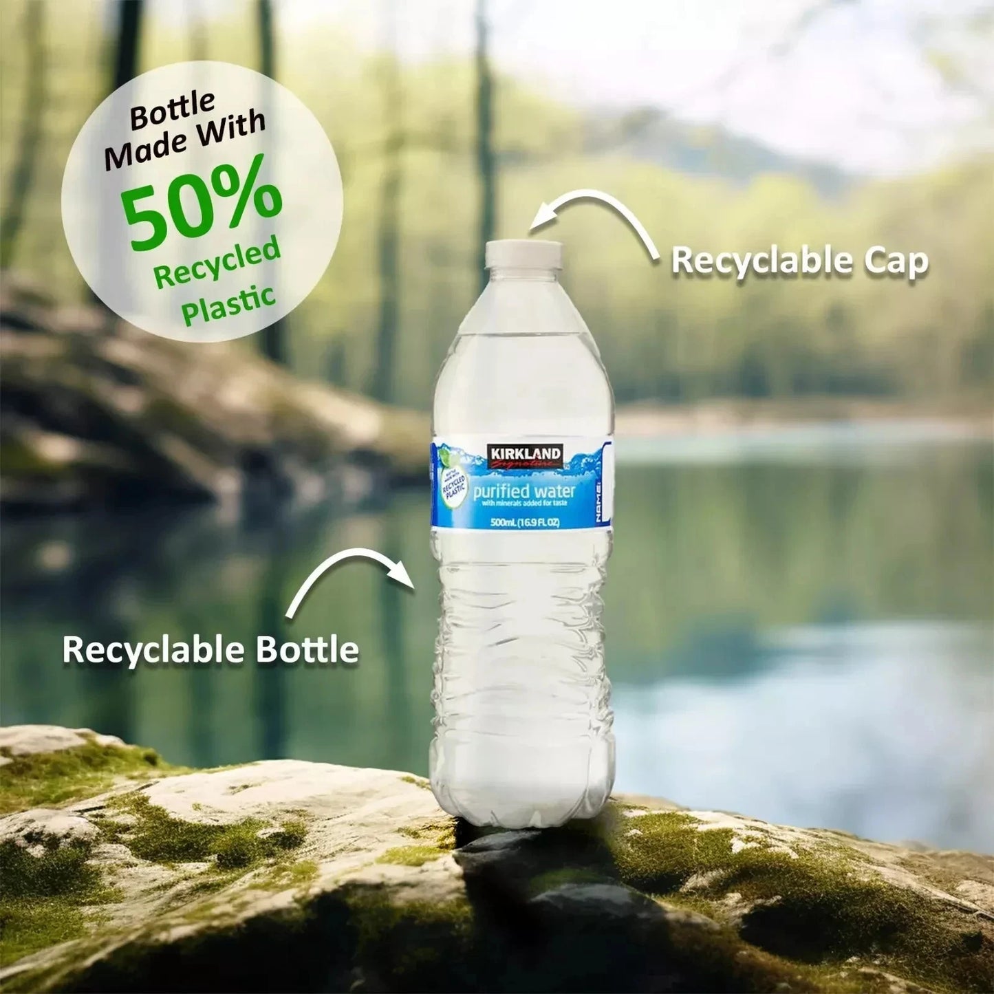 Bulk Kirkland Spring Still Bottled Water 40 x 500ml Water Multipack, Fresh Water