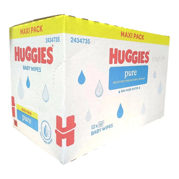 Huggies Pure Baby Wipes Jumbo Pack 720 Baby Cleansing Wipes Total 99% Pure Water