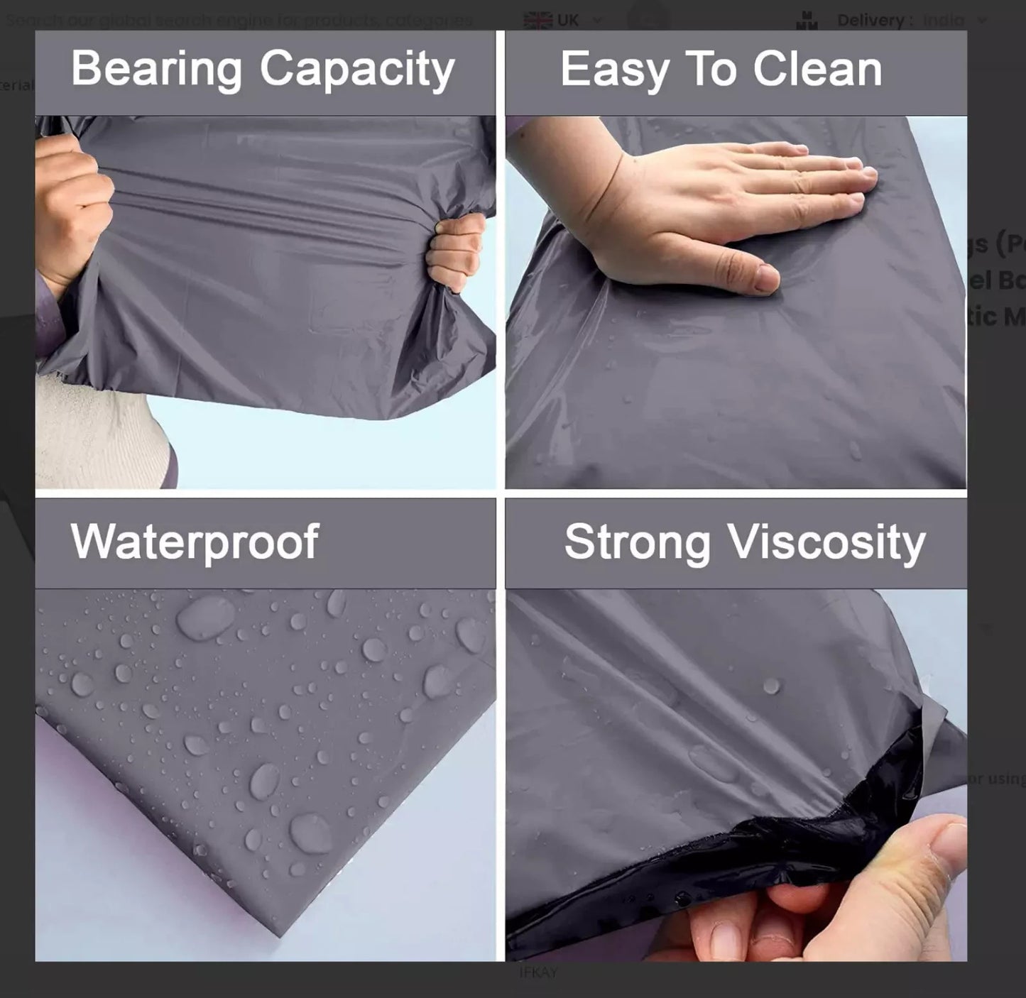 Grey Strong Mailing Postal Bags Self Seal All Sizes Fast UK Delivery Packaging