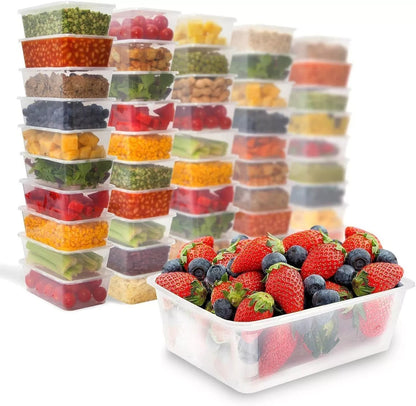SATCO Clear Plastic Food Containers With Lids 650 ml Reusable 250 Pack Microwave