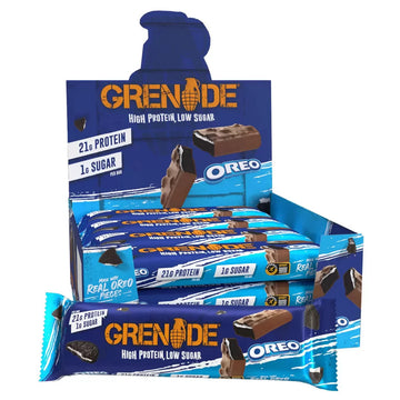 12x Grenade Protein Bars 60g High Protein Low Sugar Snack Oreo Bar 21g Protein