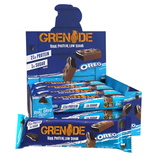 12x Grenade Protein Bars 60g High Protein Low Sugar Snack Oreo Bar 21g Protein