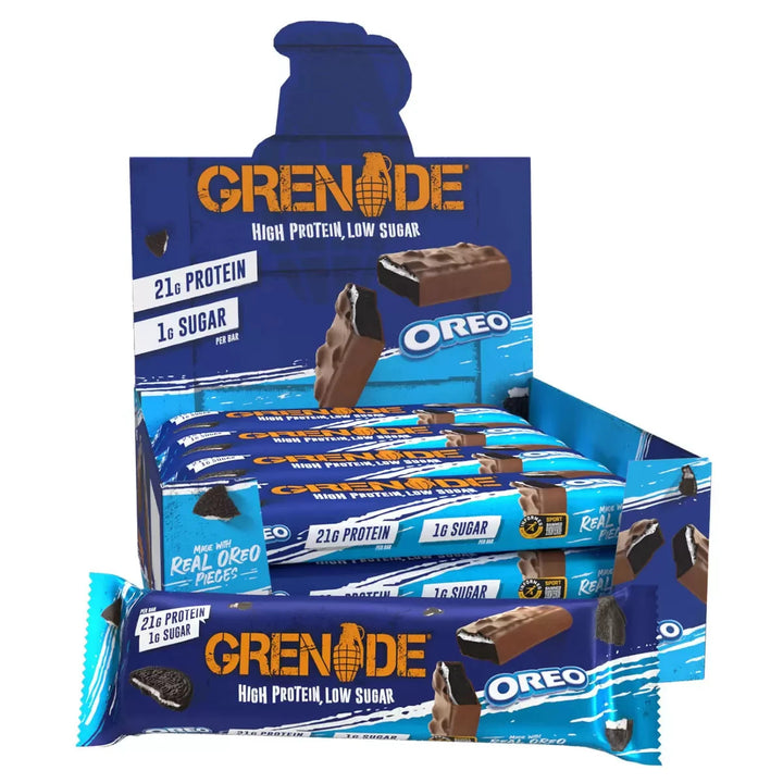 12x Grenade Protein Bars 60g High Protein Low Sugar Snack Oreo Bar 21g Protein