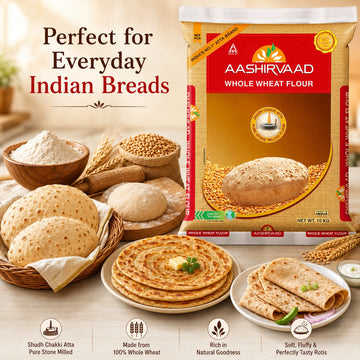 Aashirvaad Chakki Atta 10kg, Whole Wheat Flour, Shudh Chakki Atta Stone Milled